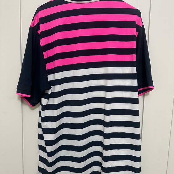 Walter Hagen Size L striped pink, navy blue and white polo - Picture 3 of 4